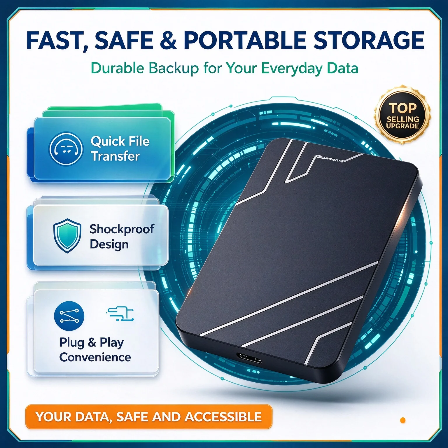 Portable External Hard Drive For Laptop PC NEW USB3.0 500GB/1TB/2TB/4TB High Speed Shock Resistant Backup Storage Disk