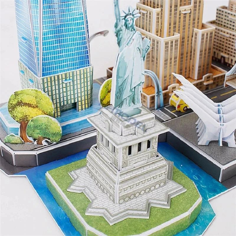 USA New York City Line Scenery Famous Build 3D Paper EPS Card Puzzle Building Model Toy Great Architecture Boy Girl Travel Gift