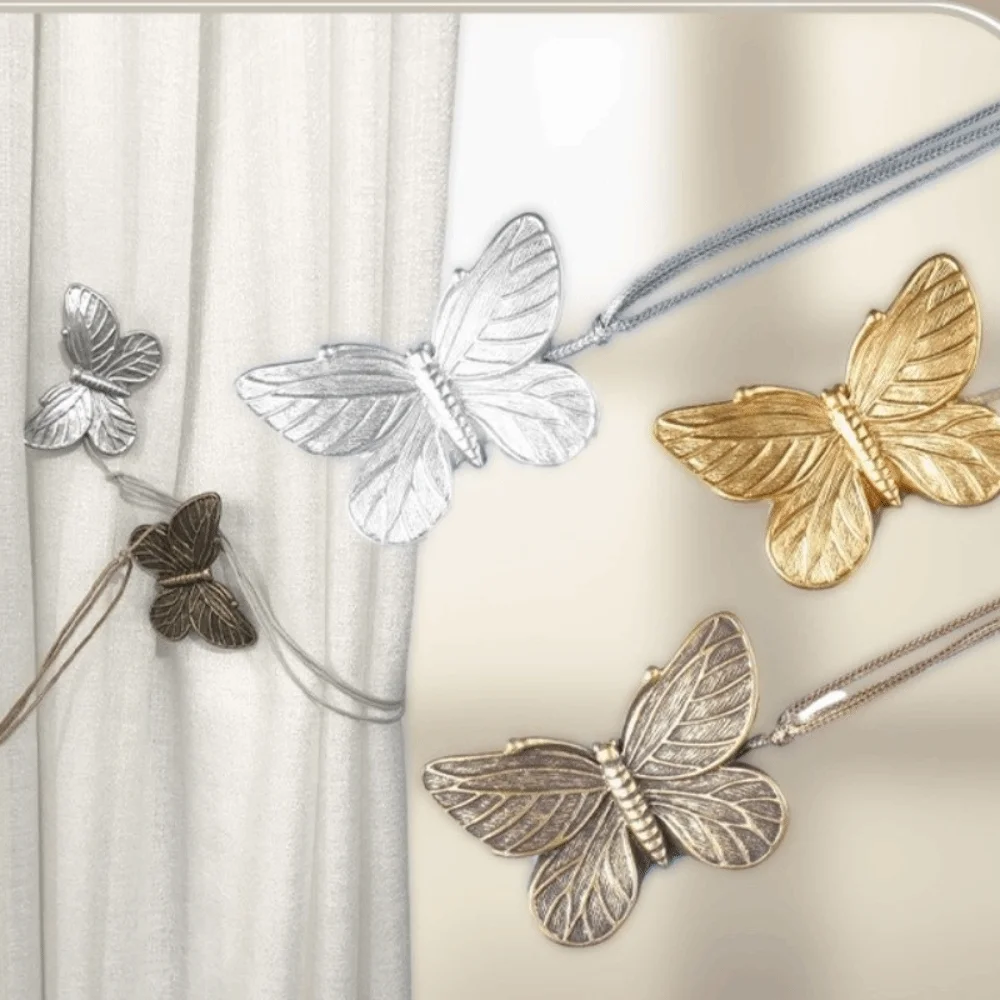 Plastic Magnetic Curtain Tieback Butterfly Shape Adjustable Rope Curtain Rope Holder Magnetic Closure Portable