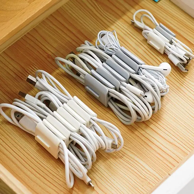 Clips de gestión de cables, organizador pequeño de 2 piezas para auriculares, enrollador de cables para exteriores, organización electrónica eficiente