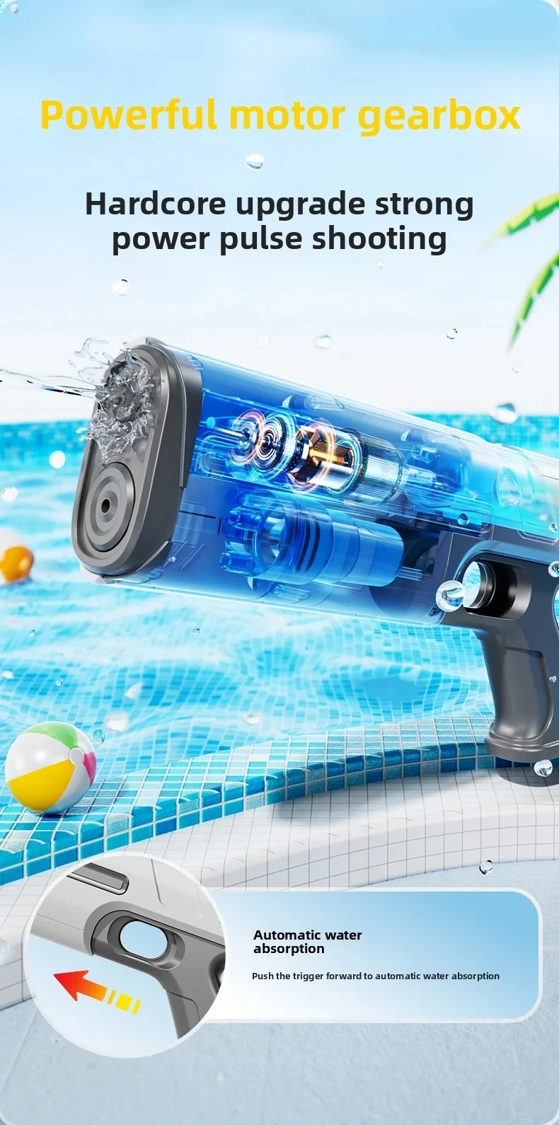 Elektrische Wasserpistolen für Erwachsene Leistungsstarke Automatische Saugwasserpistole Sommer-Pool-Outdoor-Spielzeug Geschenk – Detail 16