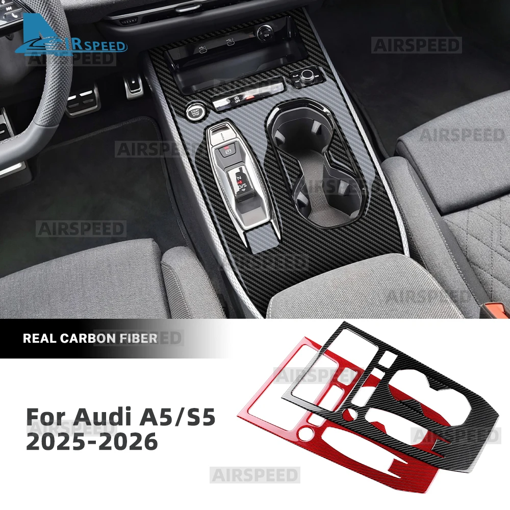 Echter weicher Kohlefaser-Aufkleber für Audi A5 S5 B10 A6 e-tron 2025 2026 RHD LHD Automatik/AT Auto-Schalttafel-Zubehör