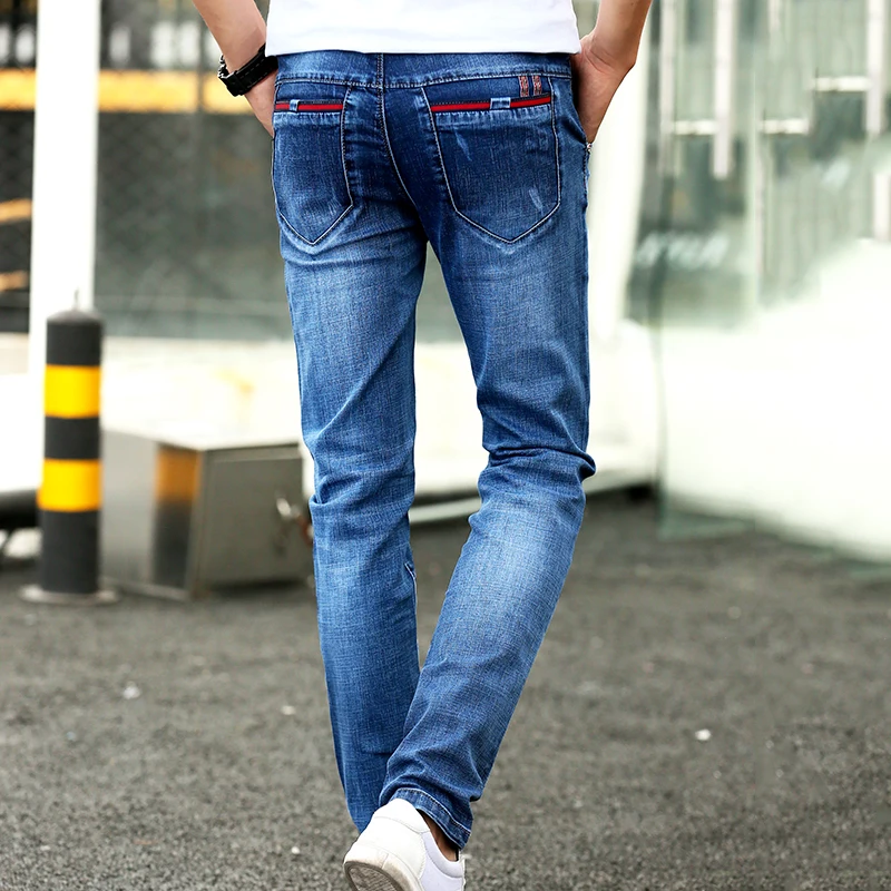 Men\'s Jeans Casual Pants Denim Elastic Slim Thin Fashion New Brand Daily Young Student Brand Pants