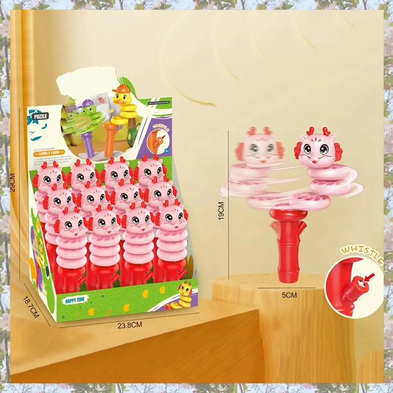 X18A-Boxed Kinderfluit Fluitje Kinderen Cartoon Fluitje Voor Kinderen Zintuiglijk Fluitje Voor Vakantie Twisted Dragon Roze