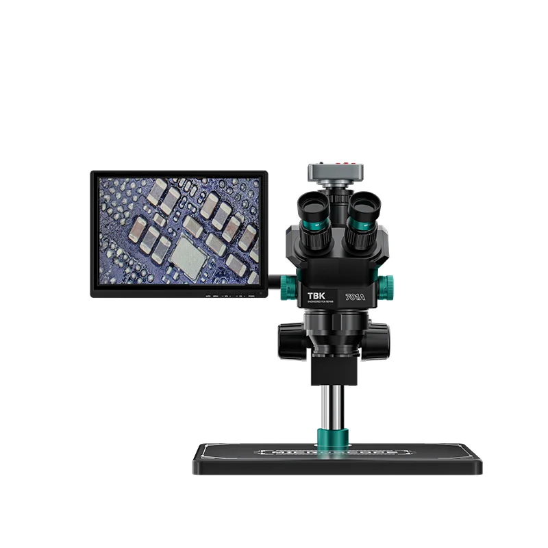 

TBK 701A Trinocular Stereo Microscope 7-60X Zoom 48MP Camera 10.1 Inch LCD Screen New 1 Year Professional PCB Soldering Phone