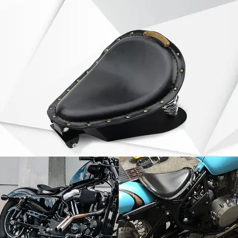 오토바이 가죽 안장 시트 레트로 가죽 솔로 시트 Harley Custom Chopper Bobber Honda Yamaha Kawasaki Suzuki Universal
