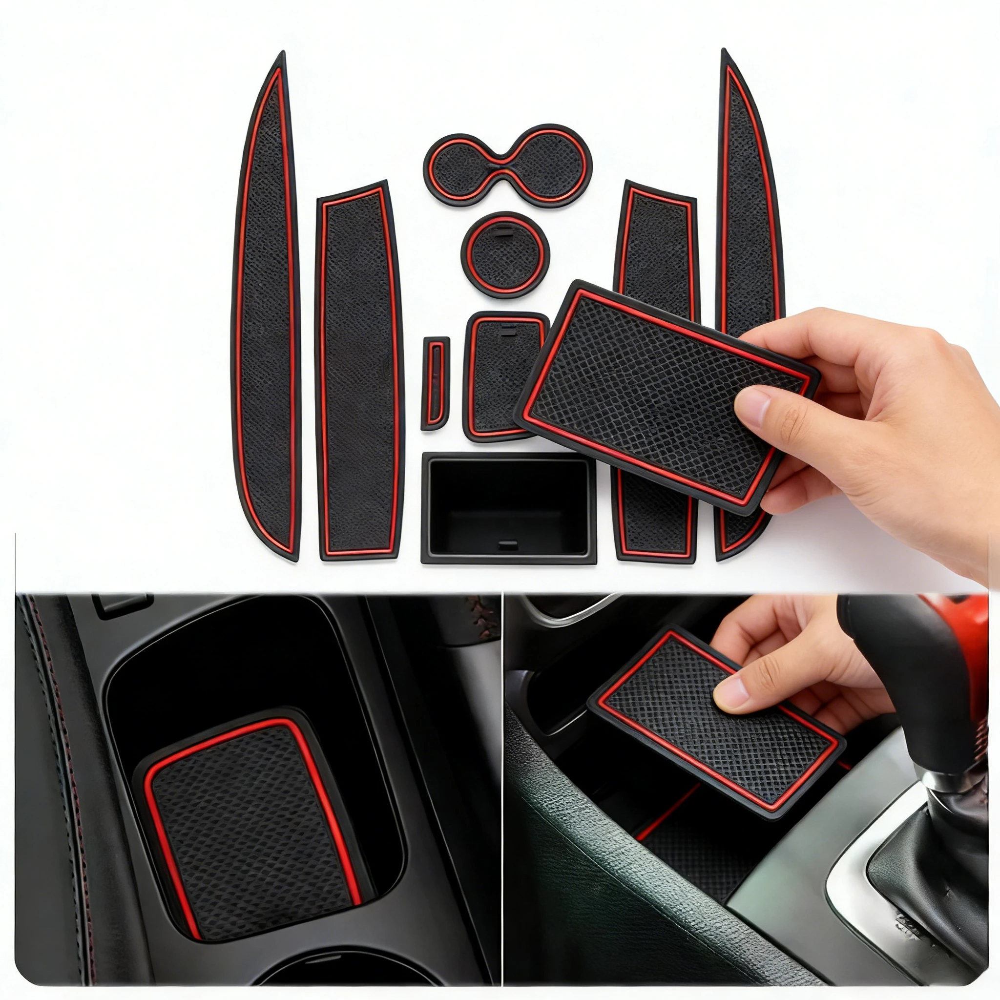 10pc New for Renault Clio 4 Anti-Slip Gate Slot Cup Mat Door Groove Non-slip Pad Interior Car-styling Accessories Coaster Mats