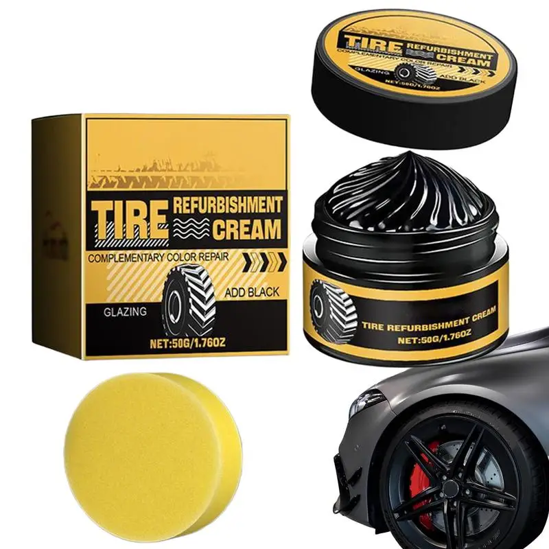 Limpiador de neumáticos y brillo, Gel de brillo de neumáticos de larga duración, 50g, cera brillante para neumáticos de coche, agente para el cuidado de neumáticos, vendaje protector para neumáticos húmedos