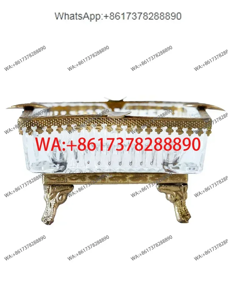 Cigar ashtray pattern carving large caliber multi port cigarette  European classical vintage brass high leg luxury ashtray