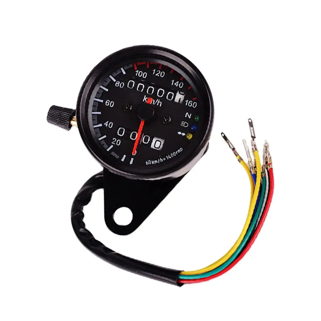 12V Motorcycle Odometer KMH Speedometer LED Backlight Black