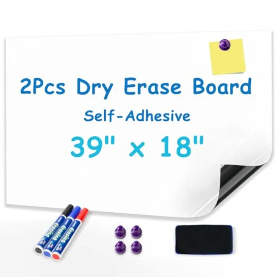 

Набор из 2-х магнитных самоклеящихся пленок для доски 39 x 18 дюймов, без эффекта тени, для сухого стирания, для стен
