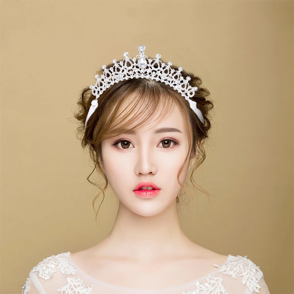 

14*6.2Cm White Rhinestone Teardrop Hair Barrettes Bridal Wedding Party Prom Tiara Headpiece Alloy Diamond