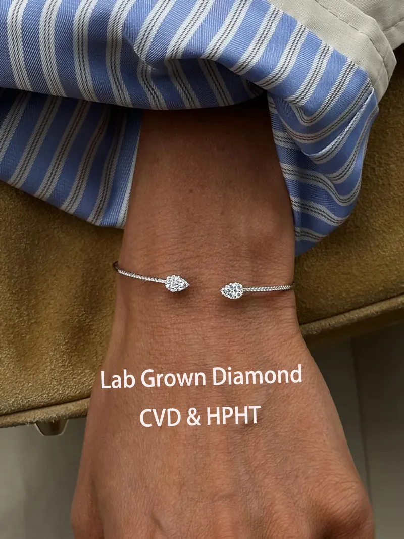 

Round 0.4CTW DEF / VS VVS Lab Grown Diamond Bracelet / Cuff Bracelet Men Women Can Be Worn 10K 14K 18K Gold Luxe Jewelers