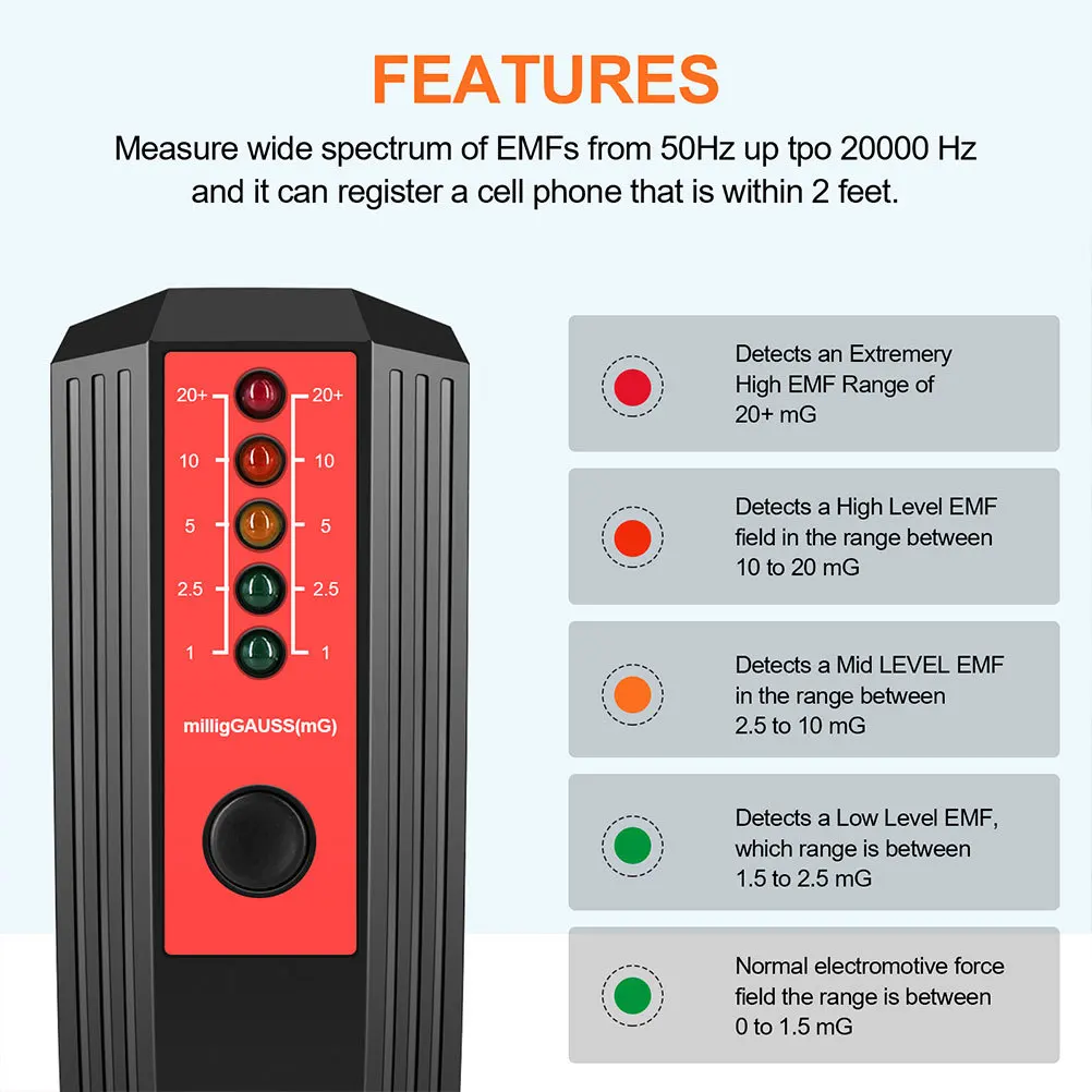 

Meter Electromagnetic Radiation Led Indicator Gauss Reader For Electric Magnetic Field Measurement Digital