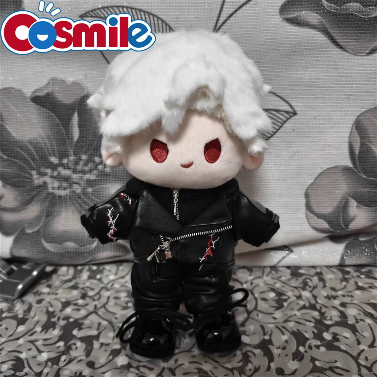 20cm Doll Clothes Love and Deepspace Sylus シン Mask Punk Leather Overcoat Costume Suit Stuffed Plush Doll Accessories Anime