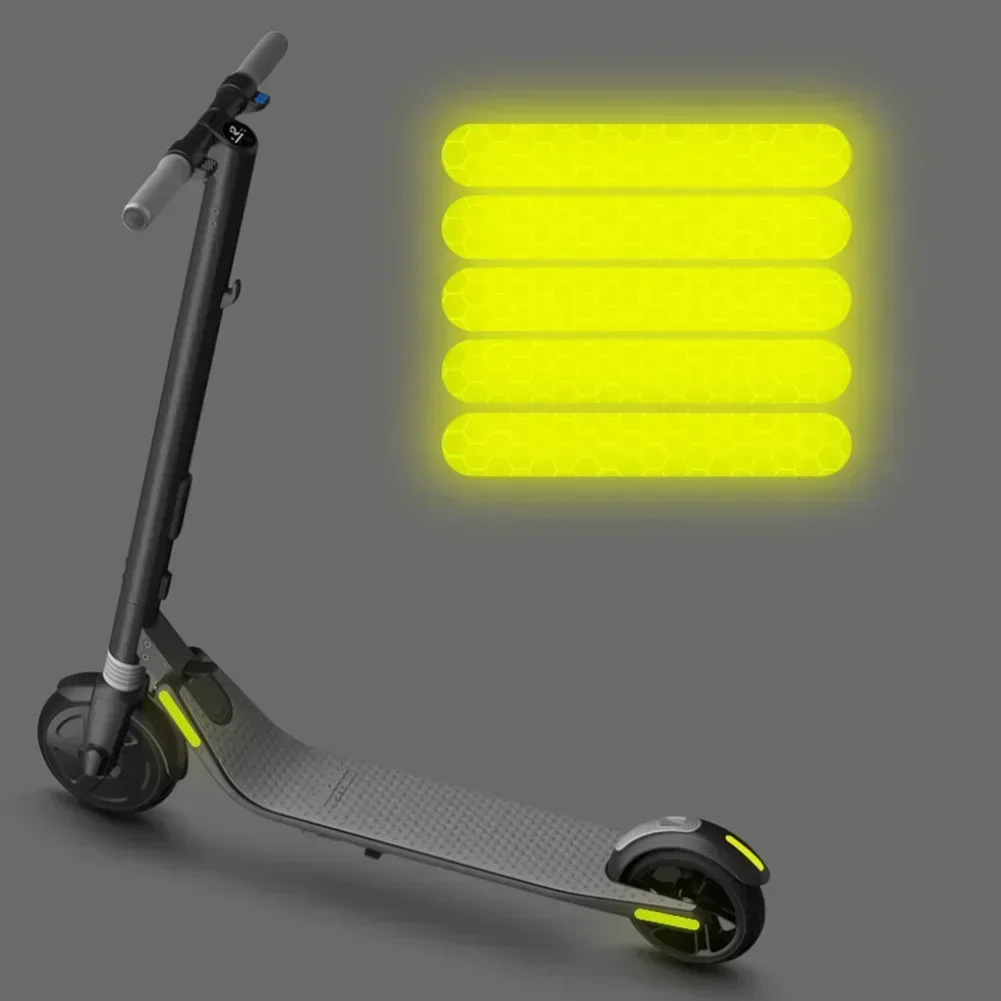 Pegatinas reflectantes impermeables para patinete eléctrico, pegatinas reflectantes de seguridad para Ninebot ES1, ES2, ES3, ES4, E22, E25, 84x15mm, 5 piezas