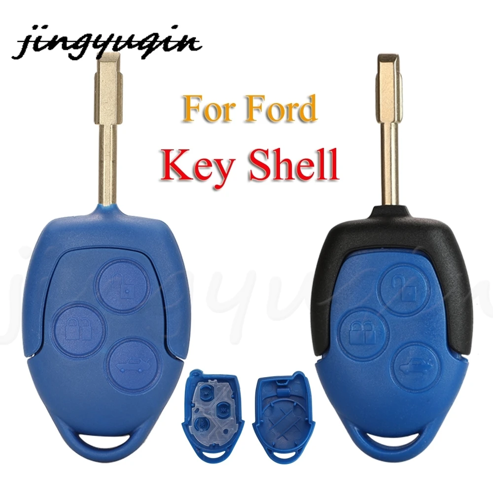 Jingyuqin 3 Buttons Replacement Remote Car Key Shell For Ford Transit WM VM 2006-2014 FO21 Key FOB With Blue / Black Blade