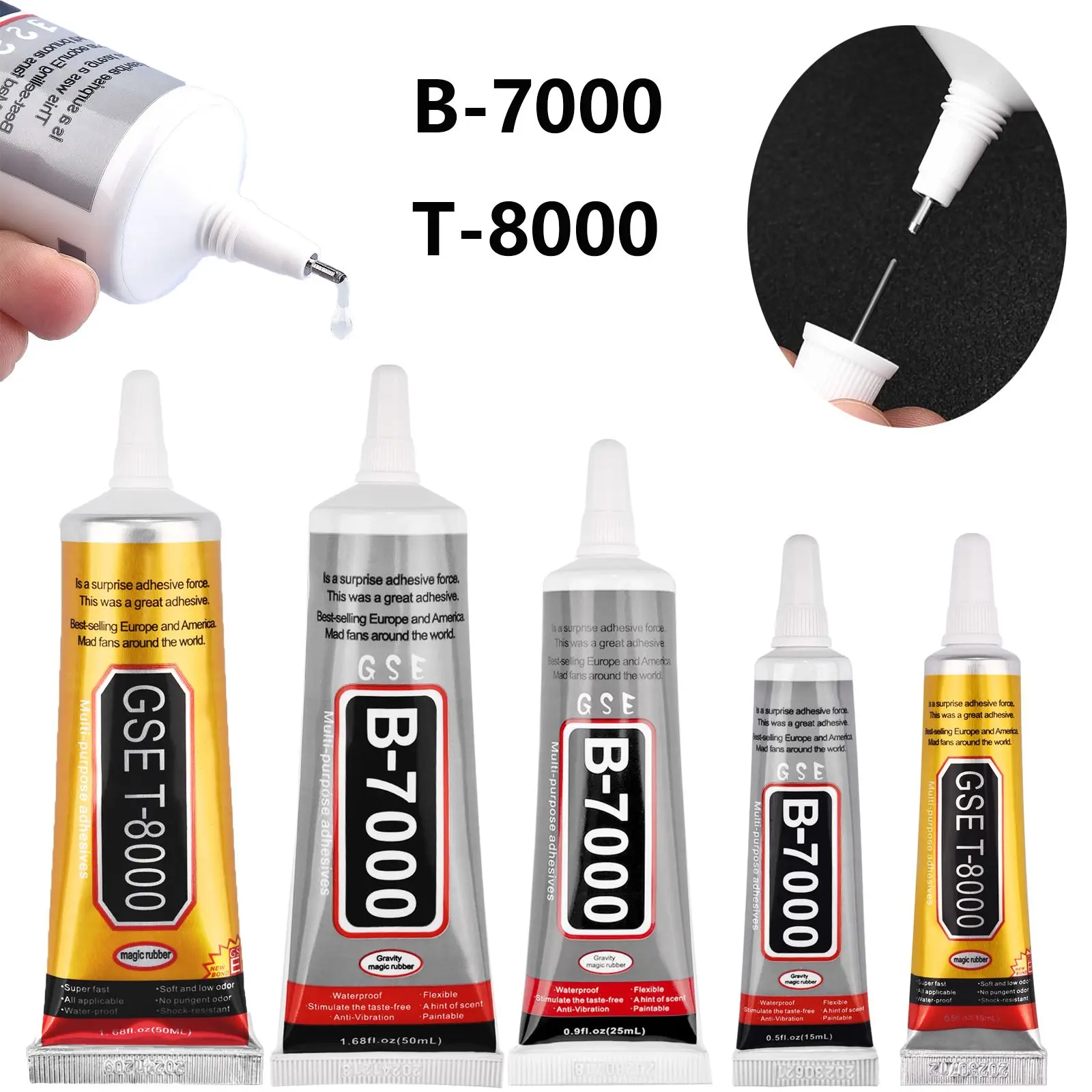 B7000 T8000 Multi-Purpose Liquid Glue Transparent Strong Universal High Viscosity Glue With Applicator Tip For DIY Crafts Repair