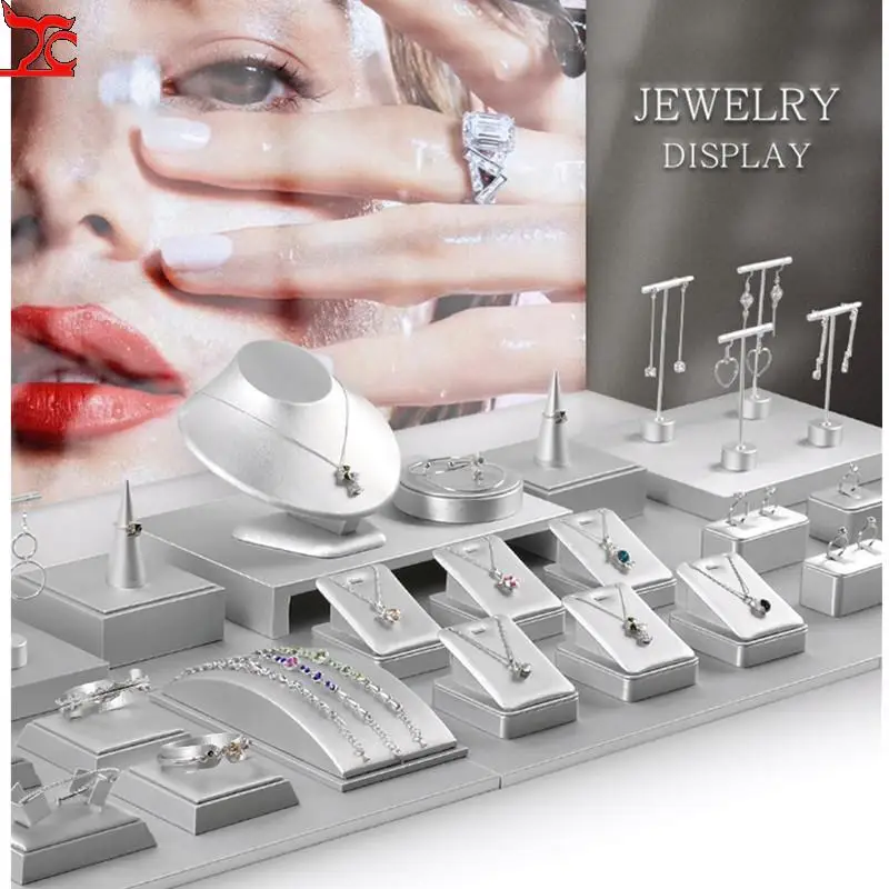 Advanced Silver Jewelry Display Props Jadeite Jade Counter Jewelry Tray Earrings Bracelet Necklace Ring Jewelry Display