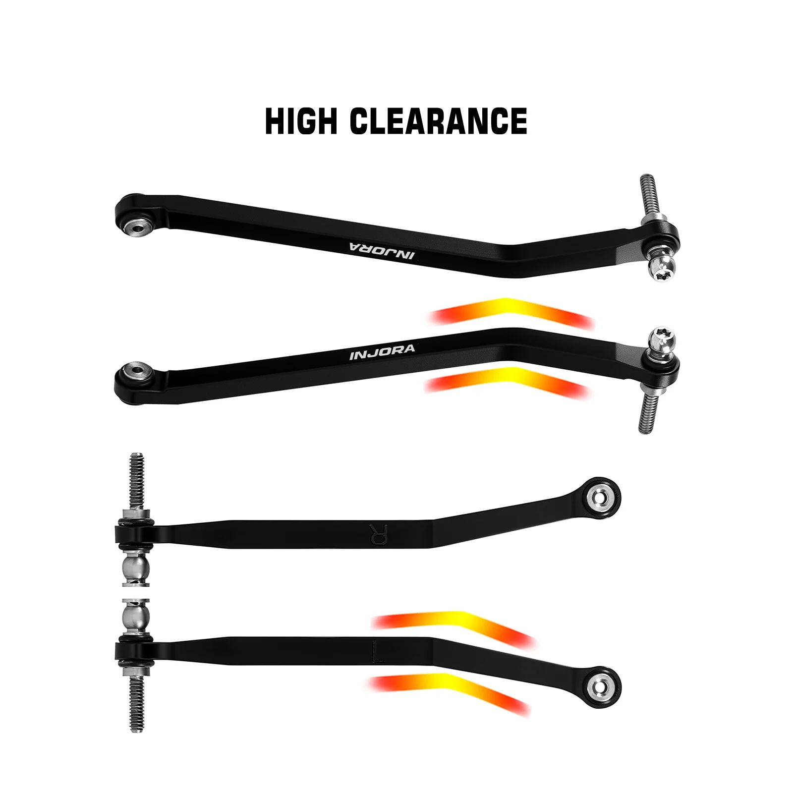 INJORA Aluminum High Clearance Chassis Links for 1/30 Axial SCX30, 99mm Wheelbase