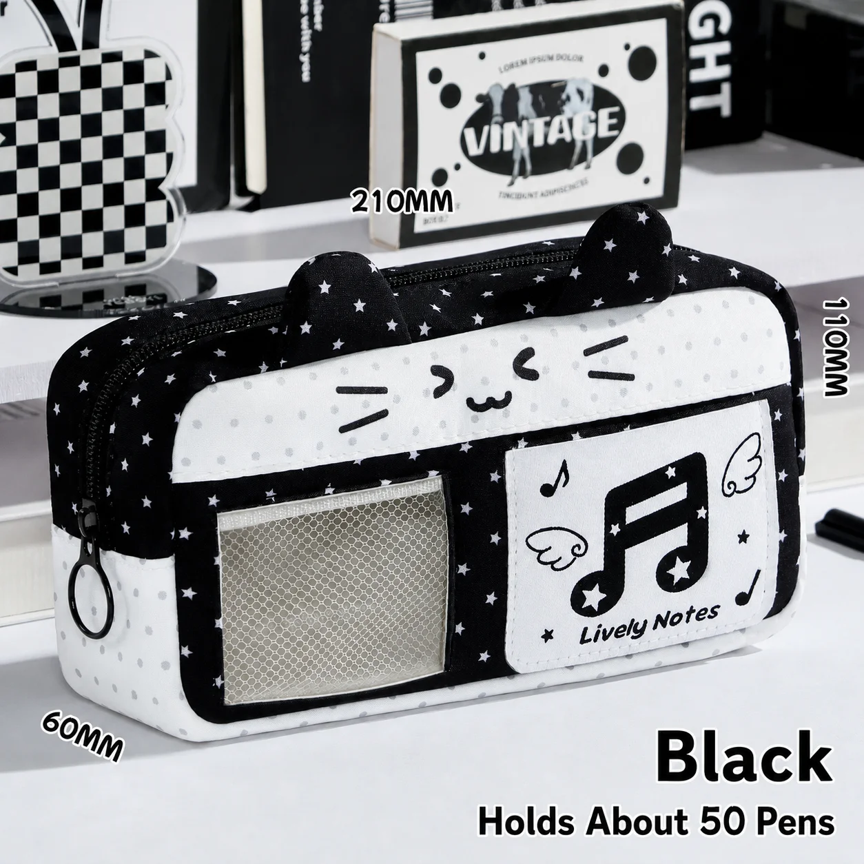 Ear Pencil Case Cute Badge Storage Bag Multi Compartment Pencil Pouch Washable Fabric Pencil Case For Study Mini Beauty Tools