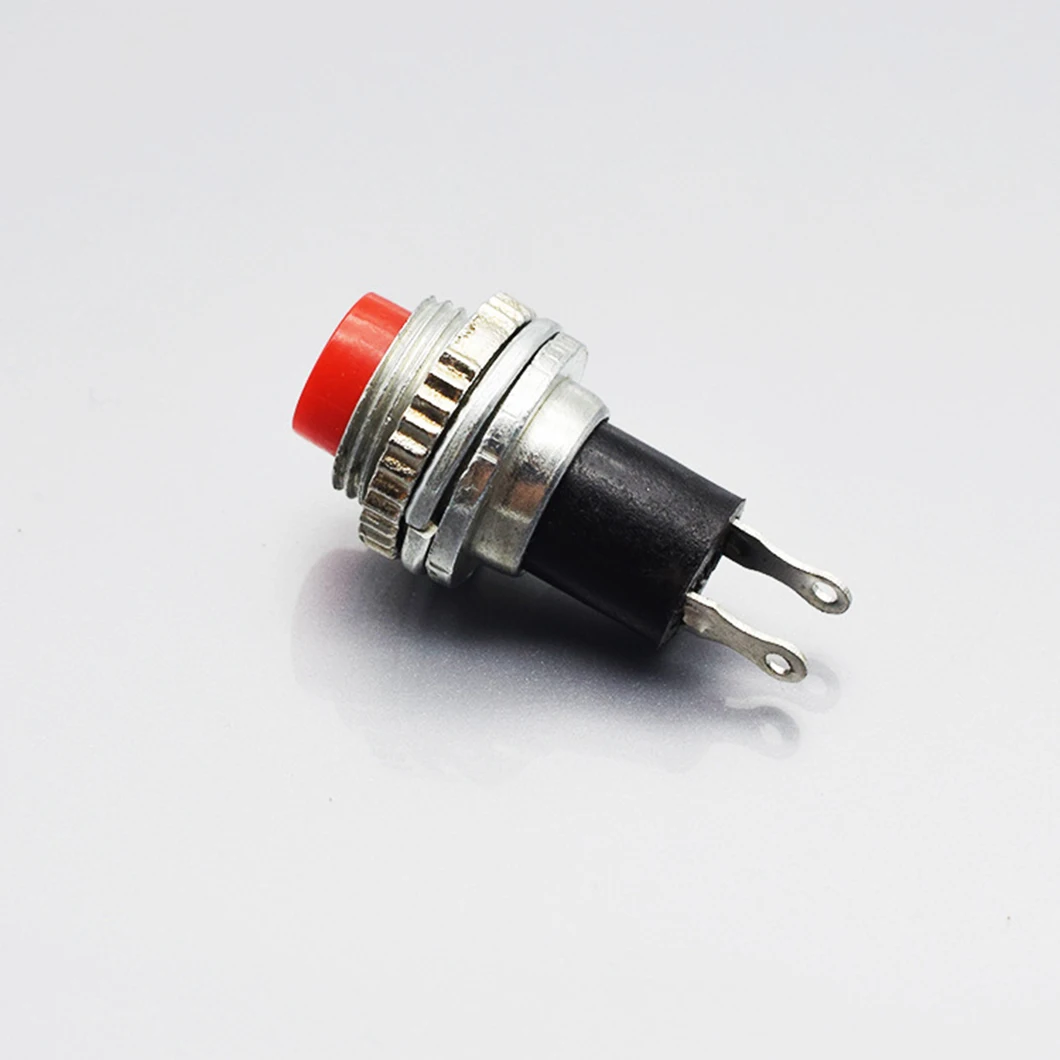 ABILKEEN DS-316 Mini Type 10mm Push Button Switch OFF-(ON) Momentary Metal Push Button Switch with 2-Pin Terminal