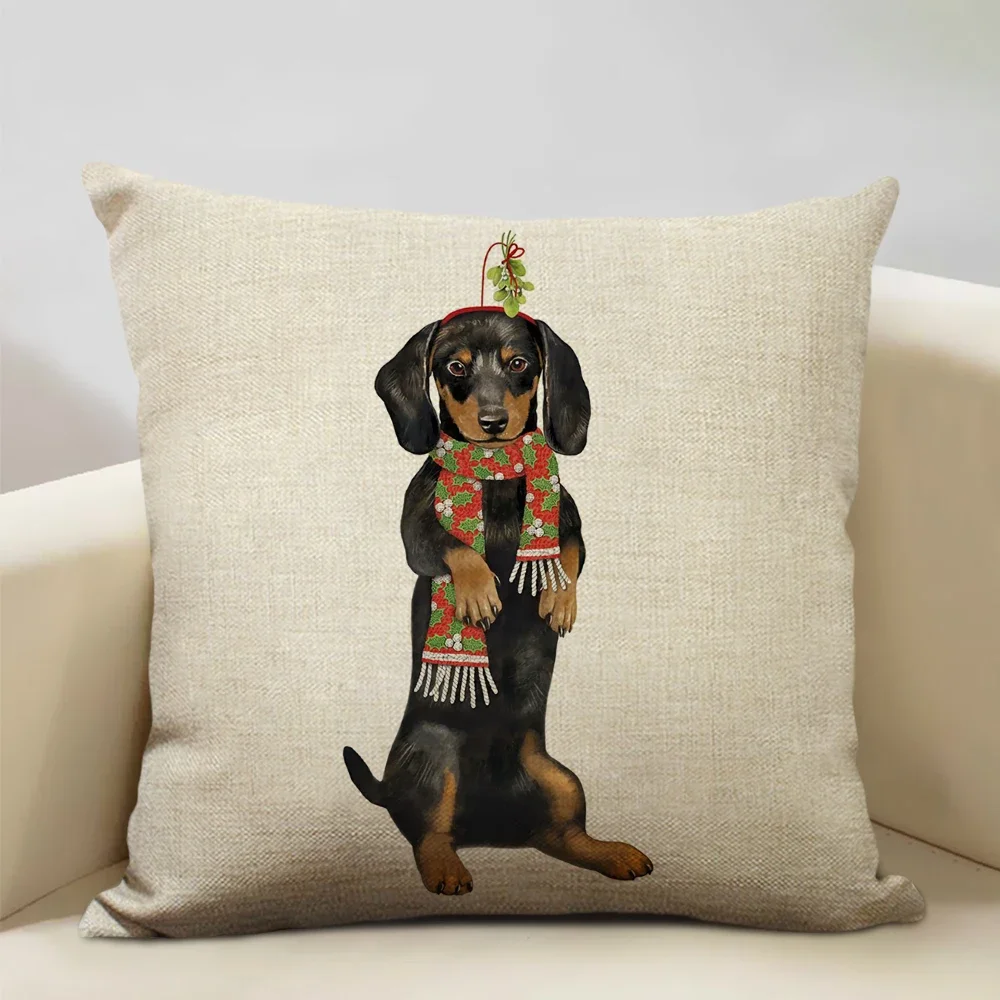 Cushion Cover for Home Sofa Decor, Cute Cat, Dog, Christmas Party, Throw Pillow Case, Decorative Pillowcase, 45x45cm