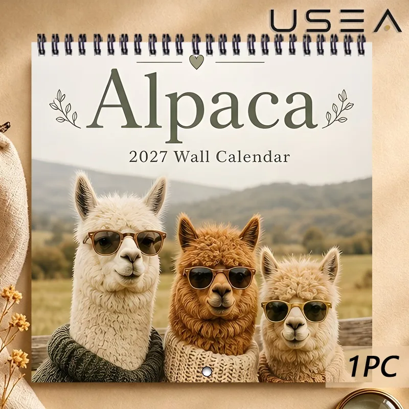2027 Alpaca Wall Calendar, 12-Month Monthly Planner & Habit Tracker, Trendy Animal Organizer, Ideal Christmas & New Year Gift