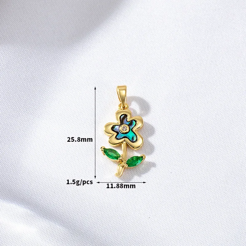 5pcs/lot Anti-rust Gold Plated Natural Abalone Shell Four Leaf Clover Metal Charm Pendants For Necklace Bracelet Jewelry Making