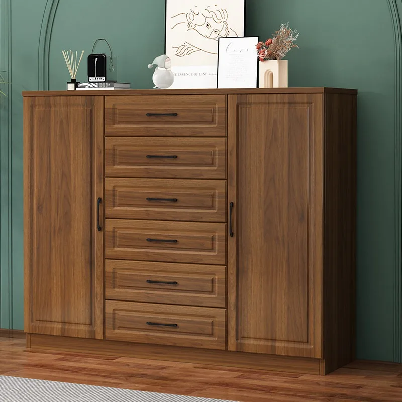 Solid wood five-drawer cabinet storage cabinet, modern minimalist living room bedside bedroom storage cabinet, wall-mounted stan