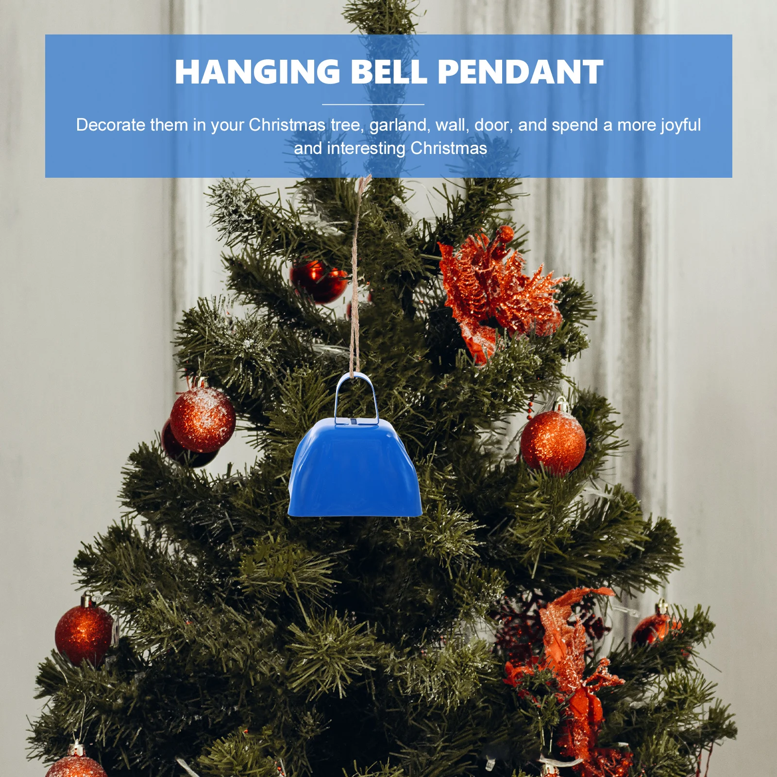 

Cow Bell Pendant Blue Decorations Door Hanging Tree Ornament Iron Rustic Metal Bells Small Charm