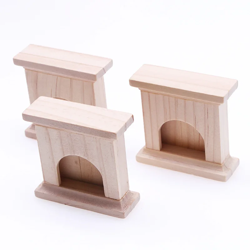 1PCS Dollhouse Miniature Simulation Furniture Vintage Natural Wooden Fireplace Model Home Creative Adornment Decoration