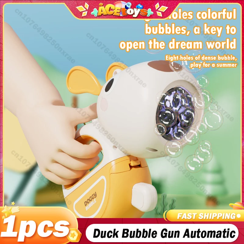 

Bubble Gun Automatic with Light Duck Bubbles Machine Fully Shape Blower Boys Girls Toys Straps Party Games Outdoor Christmas Day