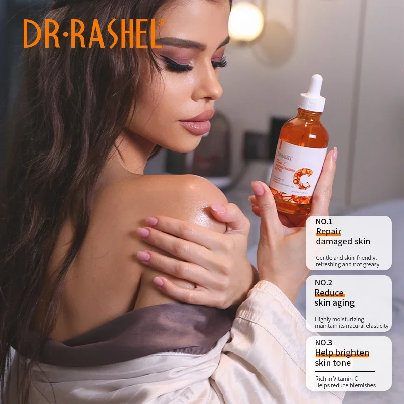 DR.RASHEL Vitamin C Nourishing Repairing Body Oil Moisturizing Whitening Anti-Wrinkle Anti-Acne Shrink Pores Sooth Skin Massage