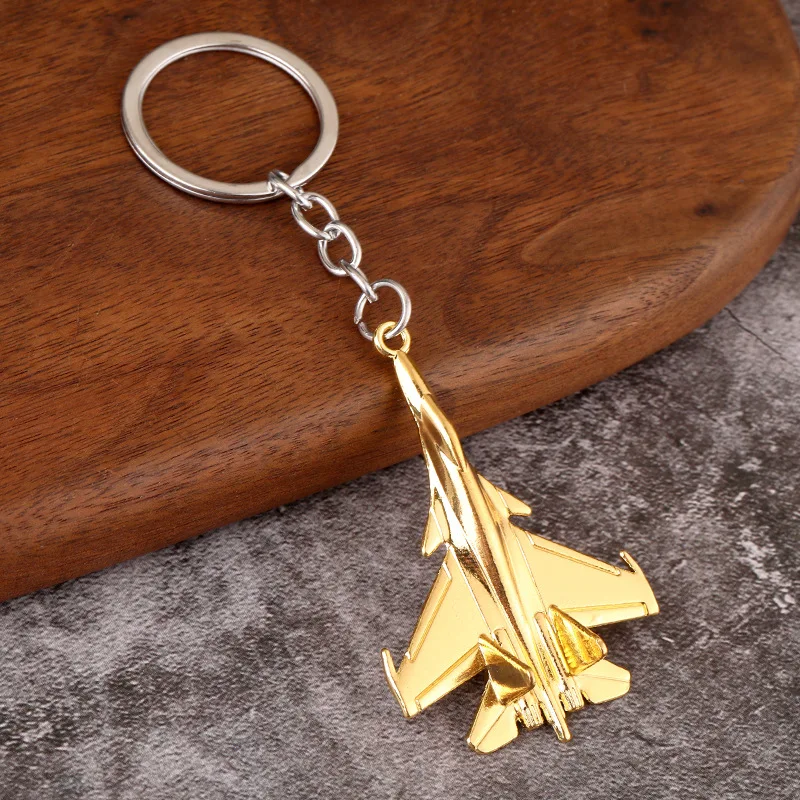 Cool Design Combat Aircraft Model Keychain for Men Personalized Zinc Alloy Hanging Pendant for Car Keys Collection Holder Ring