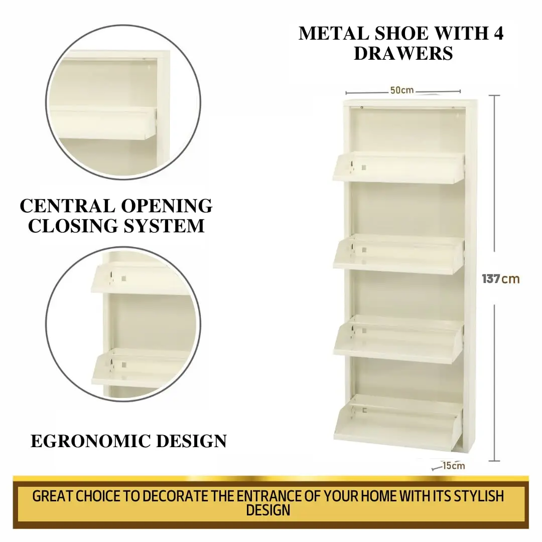 Flip Shoe Cabinet Storage Organizer Freestanding & Wall Mounted No-Assembly 4-Layer Gray, Customized