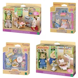 Sylvanian Families Anime Figures Music Concert Presentation Clinic Warm Nurse Dentist Rural Beginner Doctor Set Toy Doll Gift