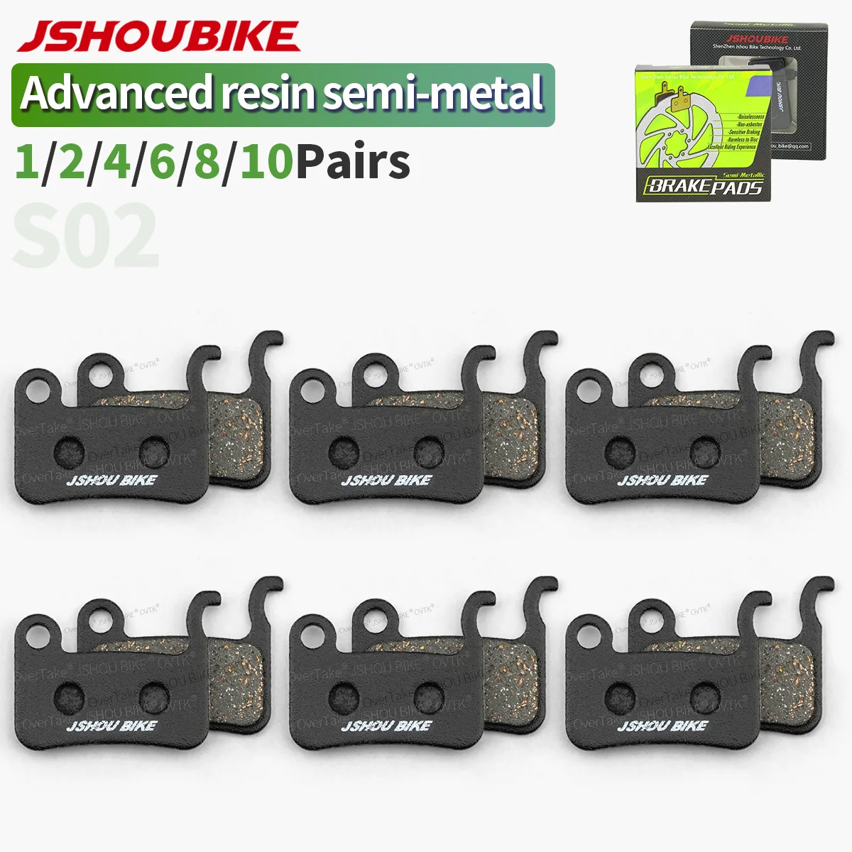 

JSHOUBIKE Advanced Semi-metal Bicycle brake pads asbestos-free/wear-resistant for shimano A01S/M06/M07/M06S/M07S M975 M765 M595
