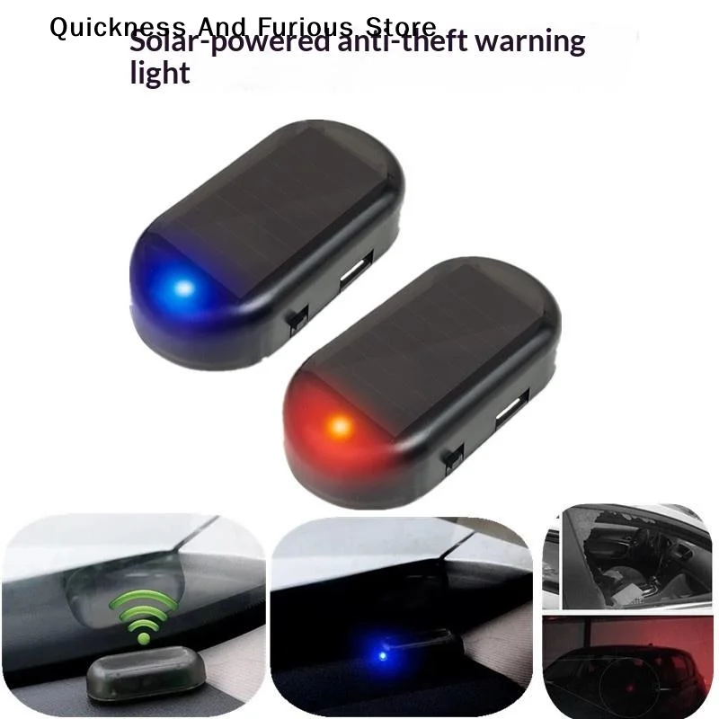 Solar Power Fake Car Alarm LED Warning Light Simulated Anti‑Theft Flashing Lamp Universal Vehicle Interior Security Indicator