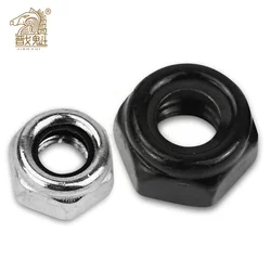 2/5/25pcs M2 M2.5 M3 M4 M5 M6 M8 M10 M12 M16 304 Stainless Steel Black Hex Nylon Insert Lock Nut Self-locking Nylock Nut Locknut