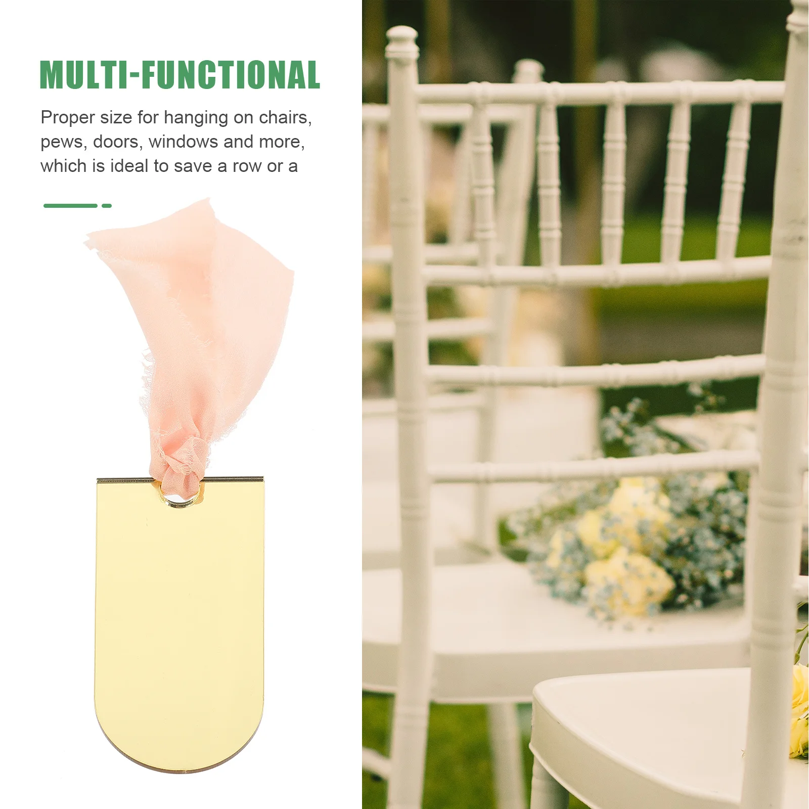 

8pcs Blank Acrylic Reserved Signs Hanging Chair Seating Cards Mirror Gold Arch For Wedding Party Banquet Place Cards Chair