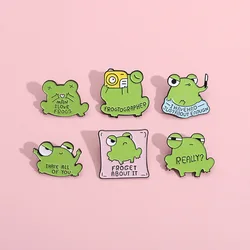 Cartoon animal frog brooch buckle English sentence personality letter frog shape baked paint badge backpack pendant