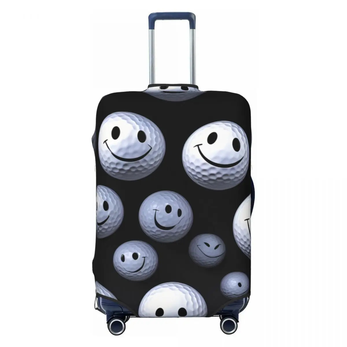 

Smiley Golf Balls Travel Luggage Cover Washable Suitcase Cover Protector Fit 18-32 Inch
