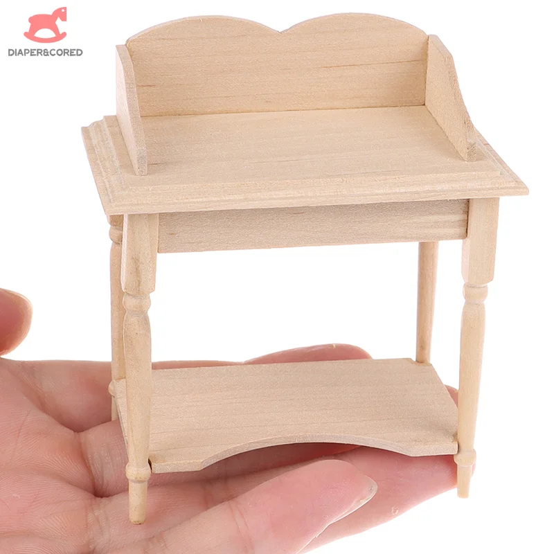 1/12 rumah boneka miniatur kayu furnitur meja kosong Model mainan anak simulasi Model furnitur Dekorasi Rumah