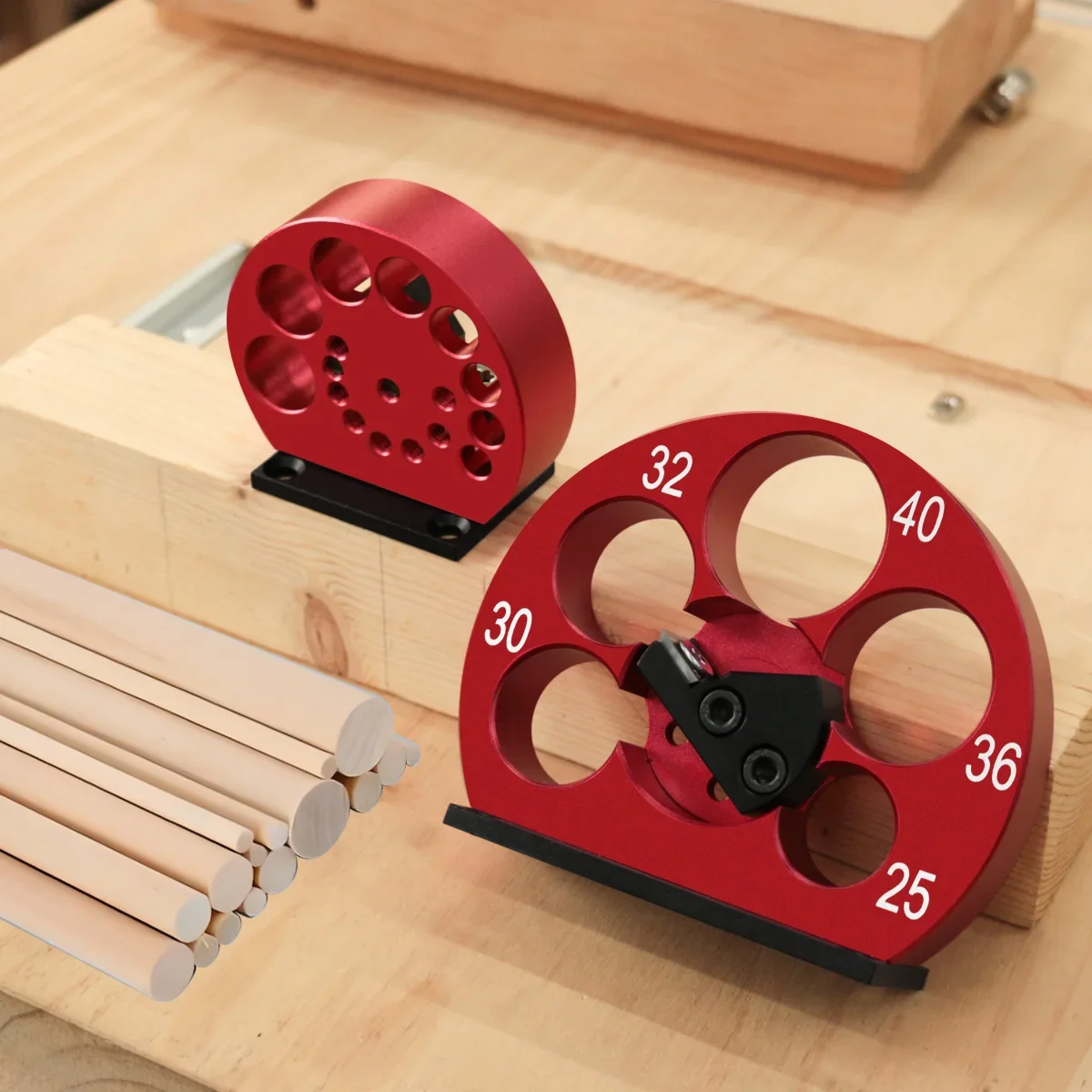 Adjustable 8-20mm/25-40mm Dowel Maker Jig Kit W/Carbide Blades Woodworking Electric Drill Milling Dowel Round Rod Auxiliary Tool