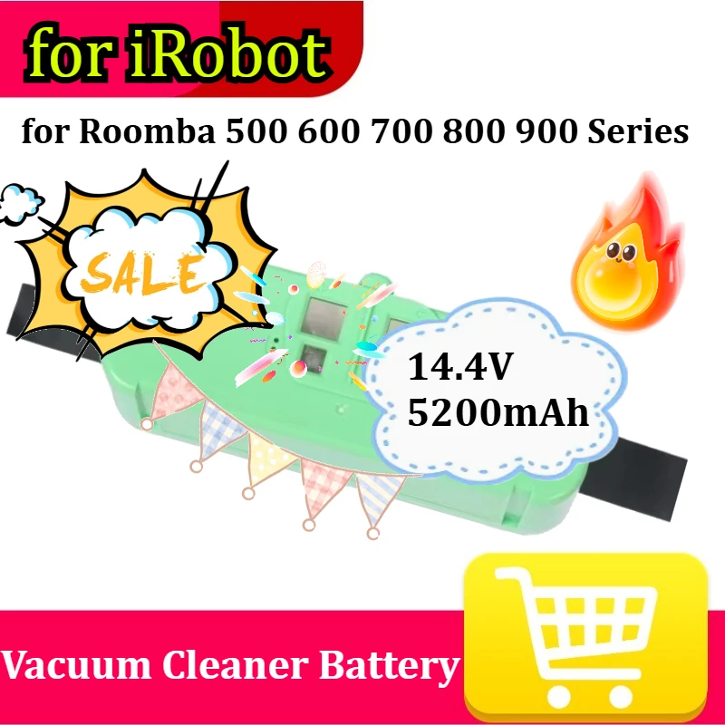 

Сменная батарея 14.4V 5200mAh для пылесосов iRobot Roomba серий 500, 600, 700, 800, 900