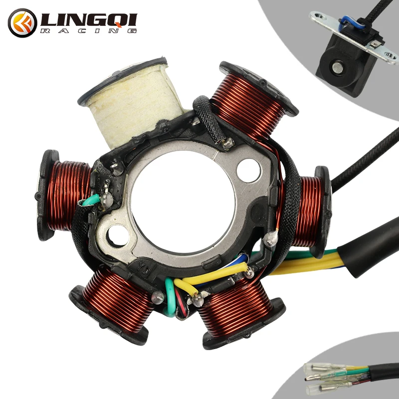 LINGQI Motorcycle Spare Engine Parts Magneto Stator Coil With Flywheel Rotor For GY6 50cc Generator Dirt Bike Accessories view 3