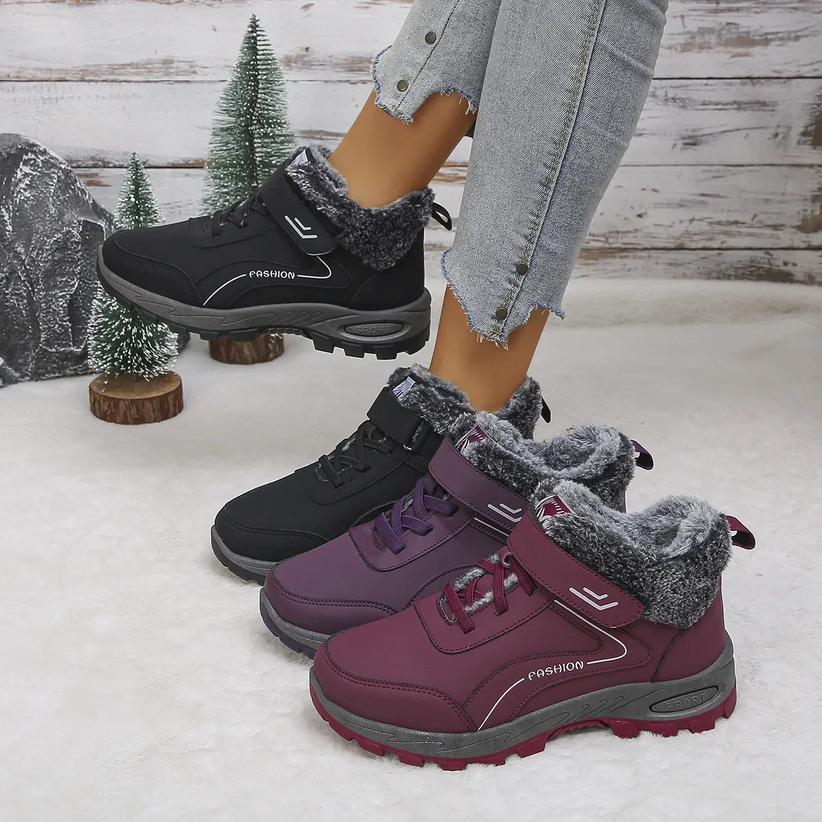 Winter Frauen Schuhe Outdoor Schnee Stiefel Winter Schuhe für Frauen Marke Nicht-slip Plattform Warme Stiefeletten Outdoor Plüsch wandern Stiefel