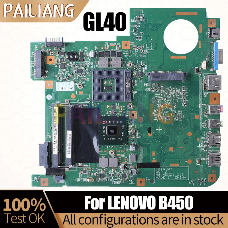 

For LENOVO B450 Notebook Mainboard 09212-1 GL40 Laptop Motherboard Full Tested