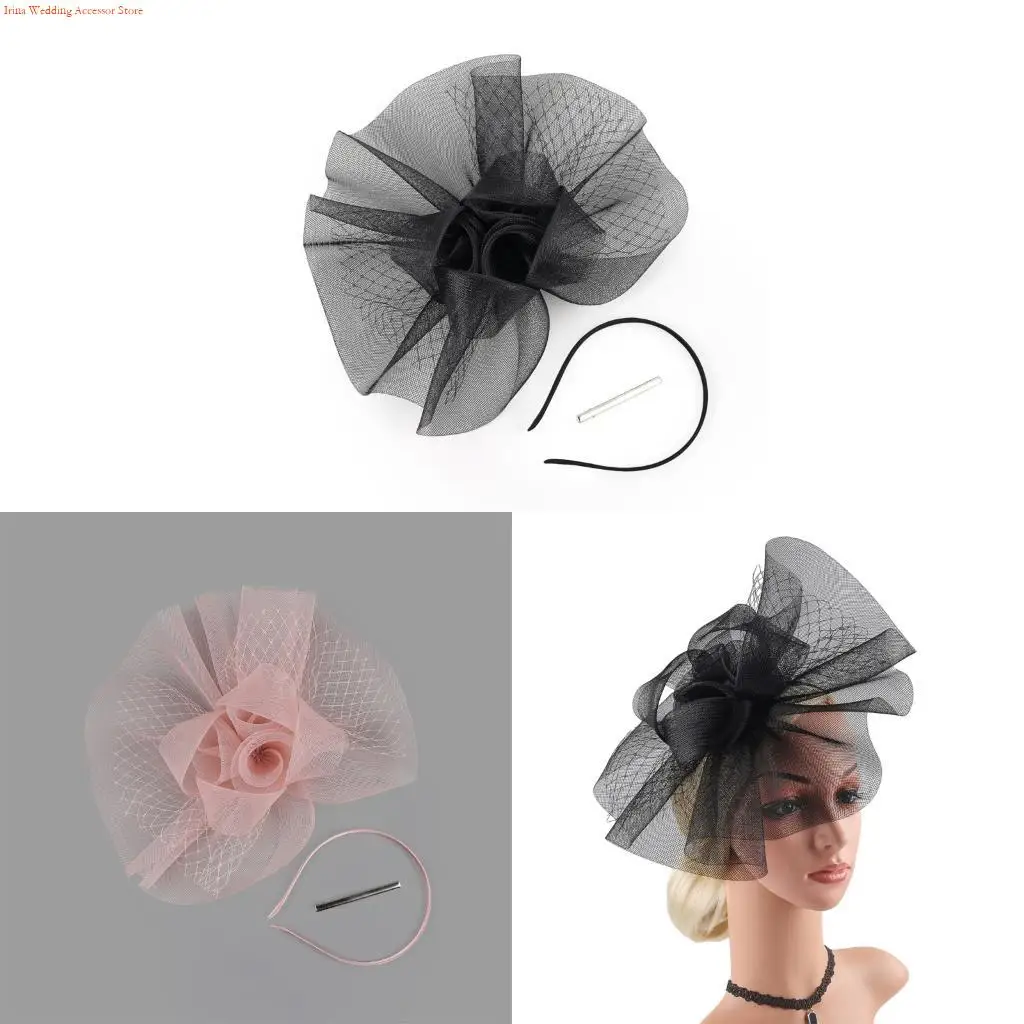 G92D Comfortable Fascinators Hats for Women Teas Party Headbands Bridal Wedding Veil